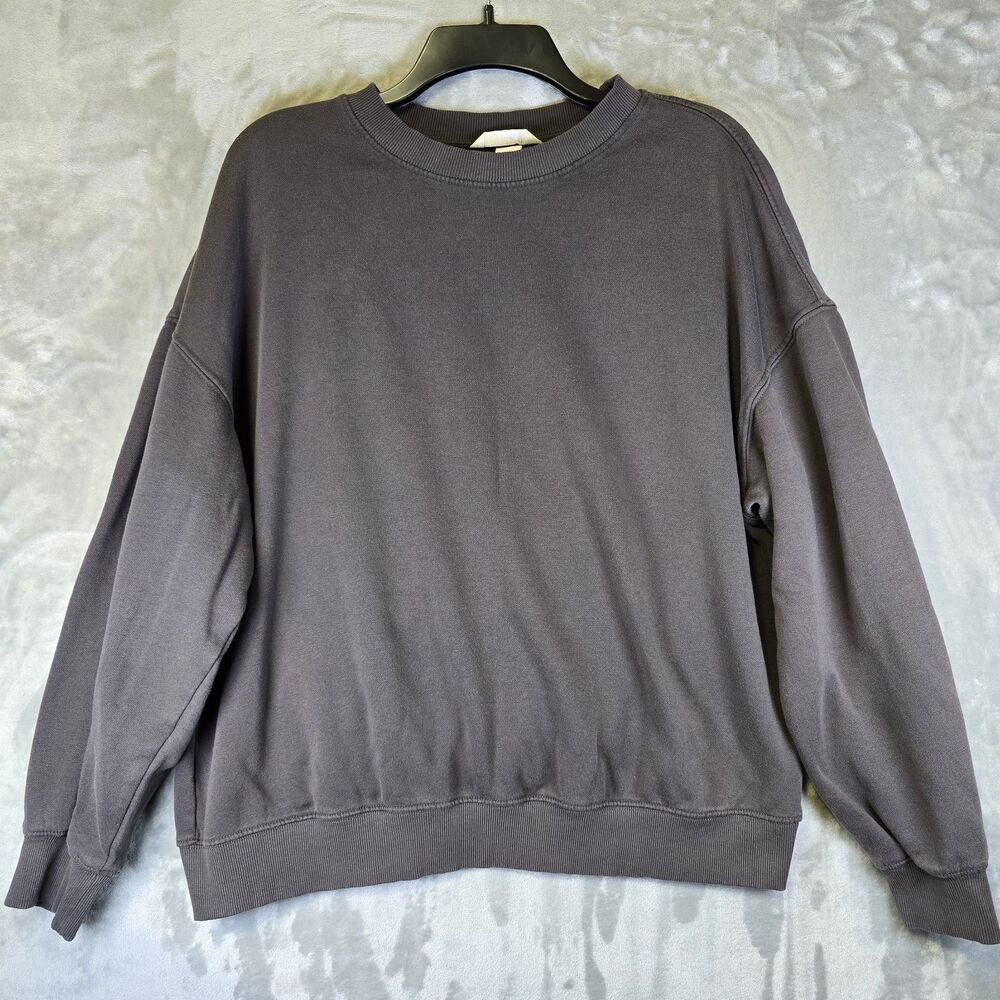 H&M Sweatshirt Womens S Charcoal Gray Crewneck Relaxed Ribbed Hem